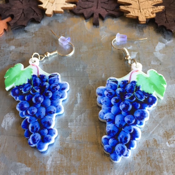 Grape Acrylic Earrings - Picture 7 of 7